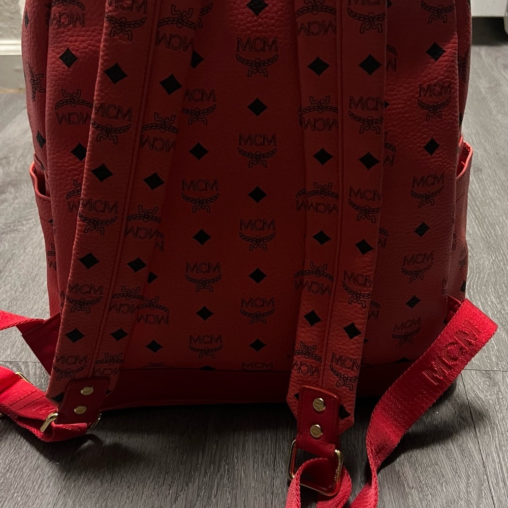 Mcm Red Monogram Interior Backpack - image 3